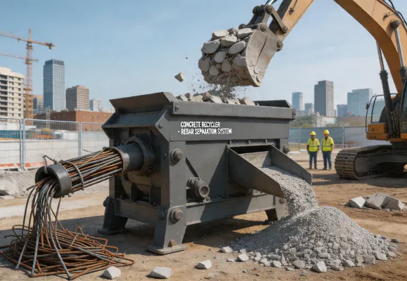 Demolition concrete recycling crusher