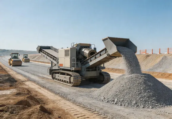 Mobile crushing plant for road construction